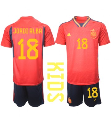 Maillot de foot Espagne Jordi Alba #18 Domicile enfant Monde 2022 Manches Courte (+ pantalon court)